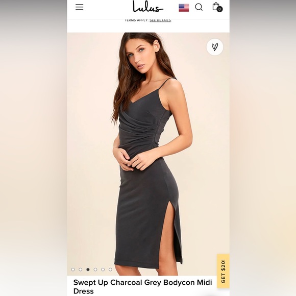 Lulu’s Swept Up Charcoal Grey Bodycon Midi Dress Size XL - Picture 3 of 11